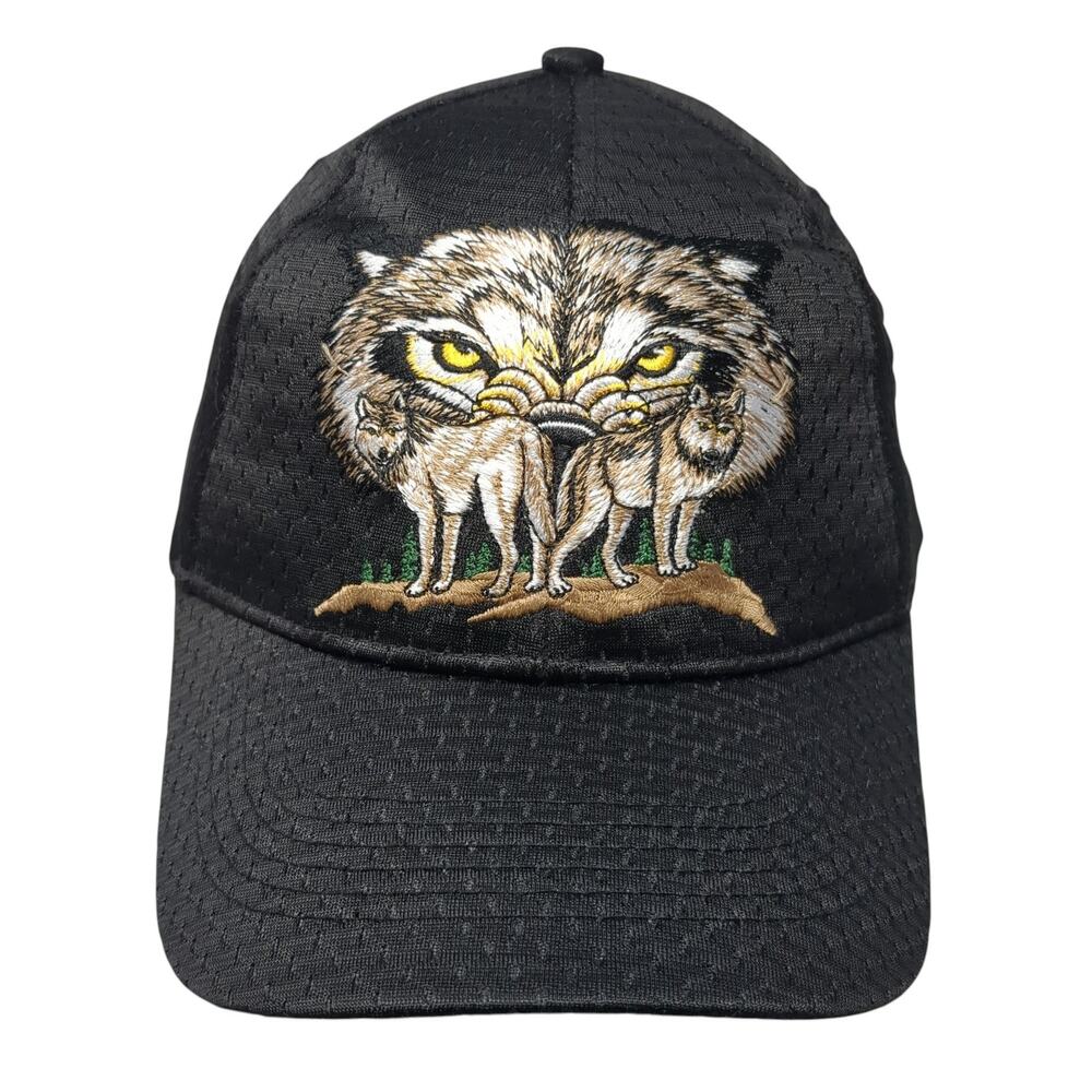 Wolf Shoshone Falls Idaho Baseball Cap Black One Size Adjustable Shasta Wear